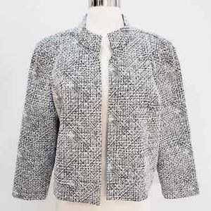 Classiques Entier Jacket Women's Cropped Modern Black & White Tweed Blazer